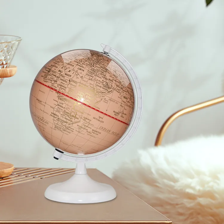 20cm Artistic Globe with a Rose Gold Metallic Finish - World Globe
